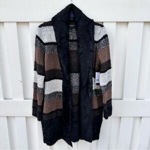 Liverpool Los Angeles Striped Open Front Cozy Sweater Cardigan NWT